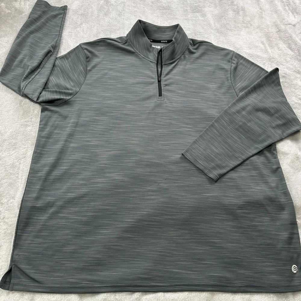 Solaris 1/4 Zip Pullover‎ Shirt 3XT Gray Long Sleeve Athletic Performance READ